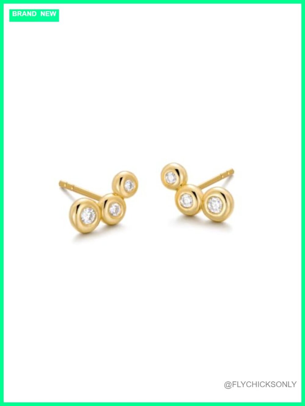 Lab Grown Diamond Stud Earrings Sterling Silver Gold Plated Bezel